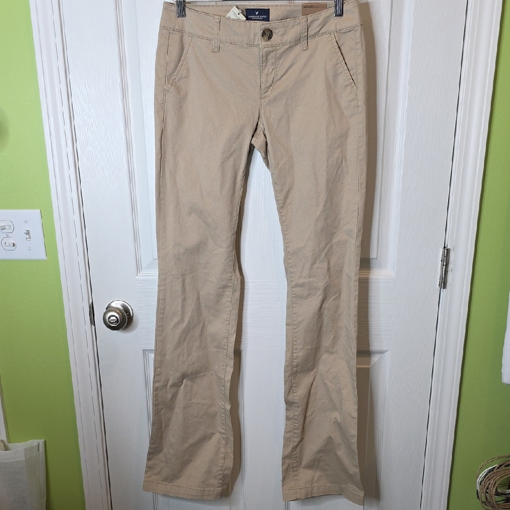 NWT American Eagle Khaki Chinos Kick Boot Style With Stretch, Size 4 XLong